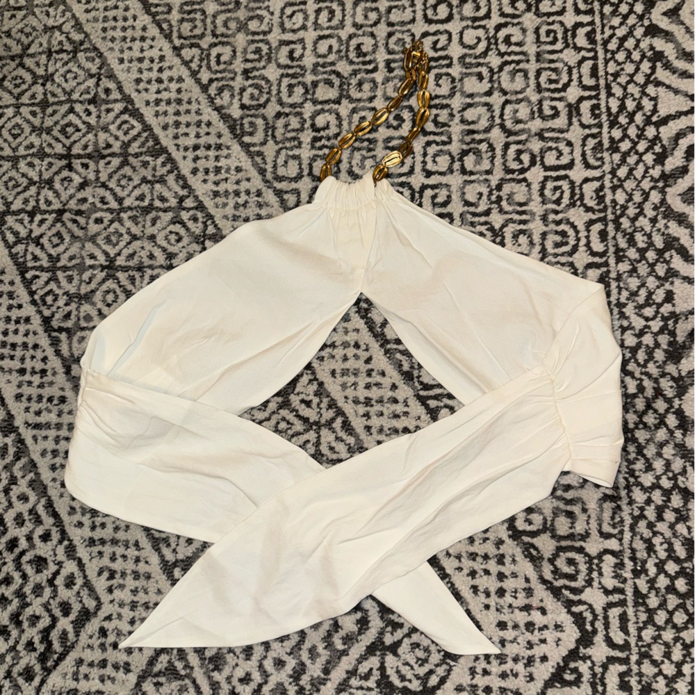 WeWoreWhat Bandana Wrap Linen Halter Top - Picture 2 of 4